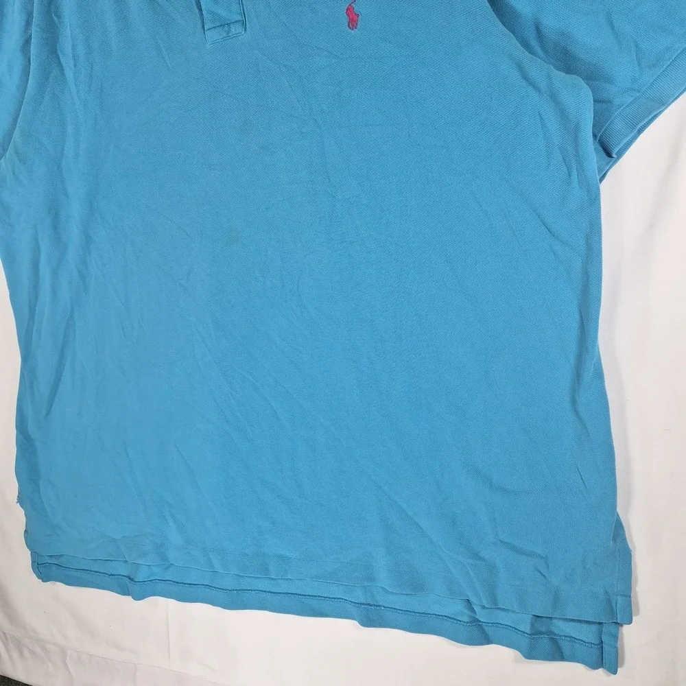 Vtg Polo Ralph Lauren Men's 3XLT Turquoise Blue Pink Pony Cotton